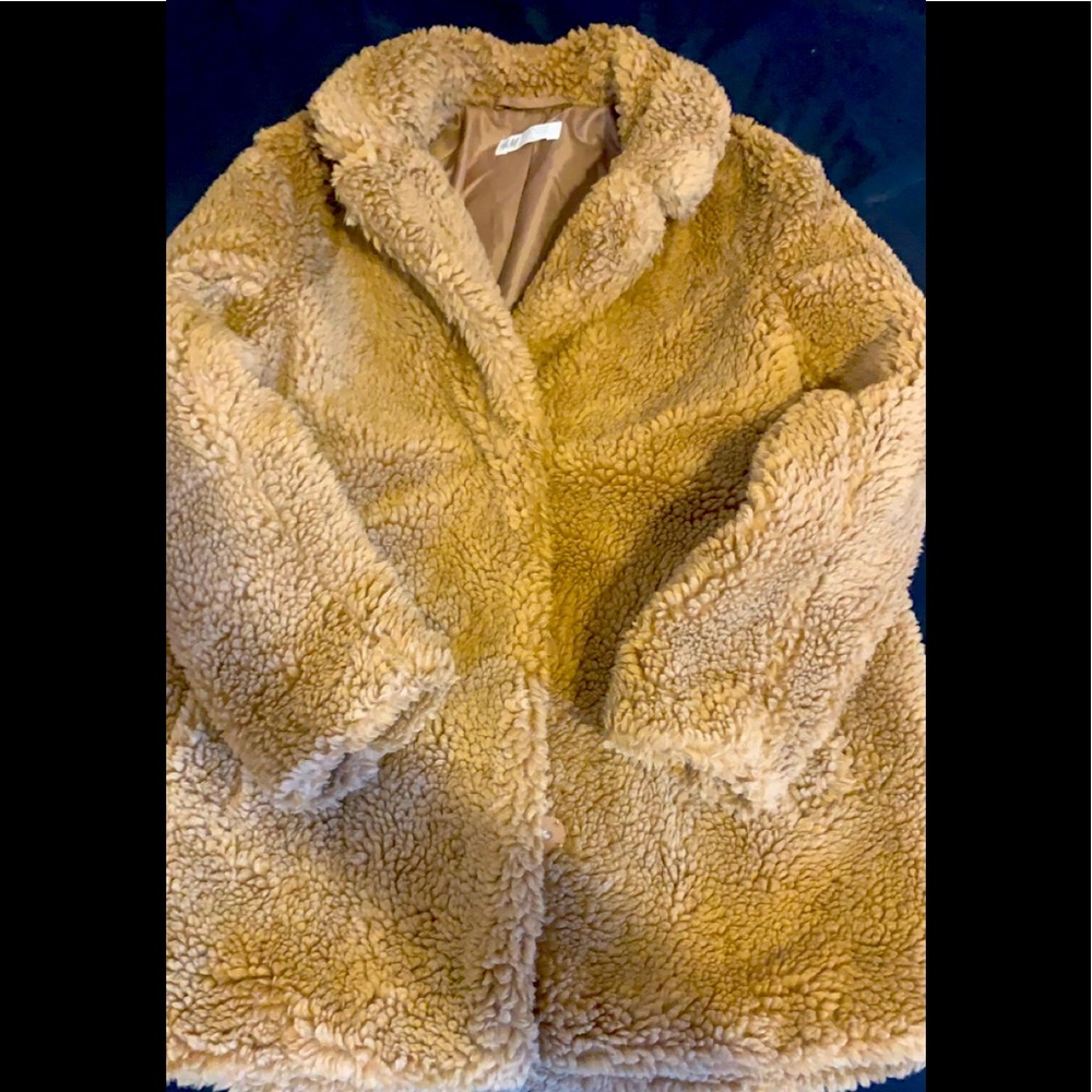 Dark tan H&M teddy coat kids size 11-12